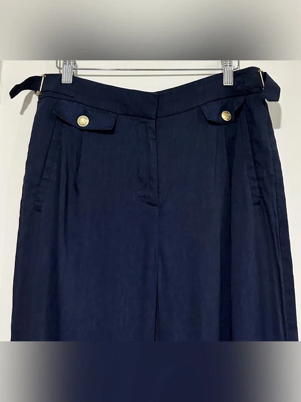 J.CREW Navy Wide Leg Trouser in Italian Linen
